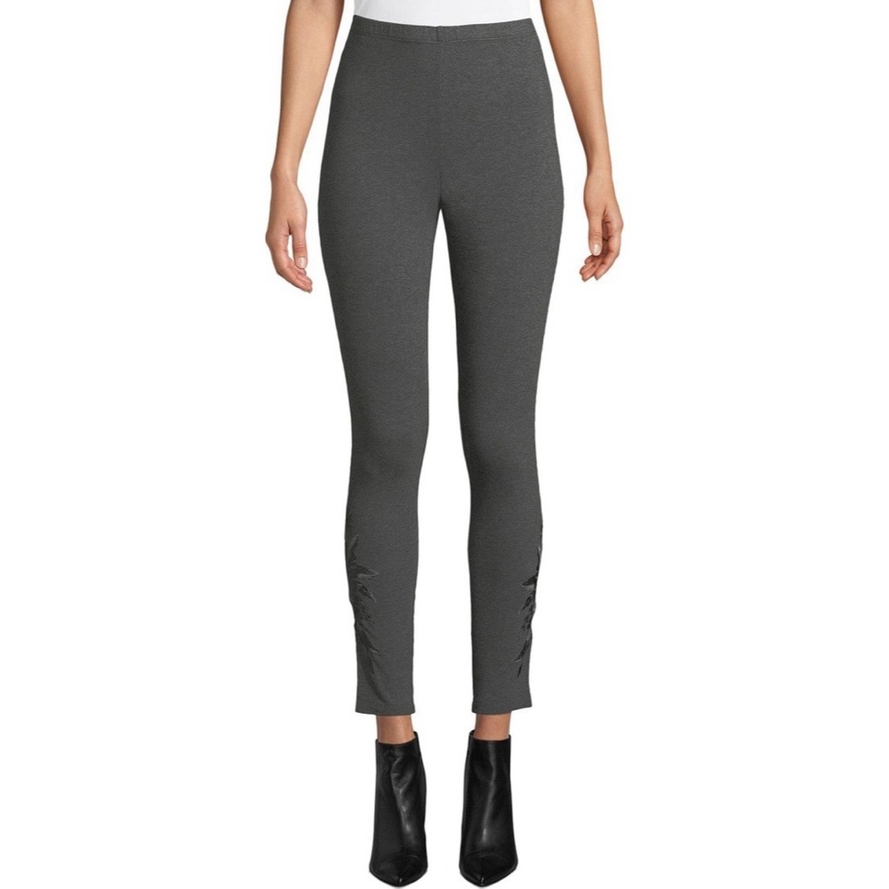 ❤️ Johnny Was JW Los Angeles Katina Tonal Leggings Embroidered Gray Skinny XS